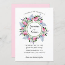 Boho Pink White Lavender Blume Rahmen Hochzeit