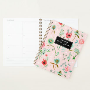 Boho Pink Wild Blumen Muster Planer
