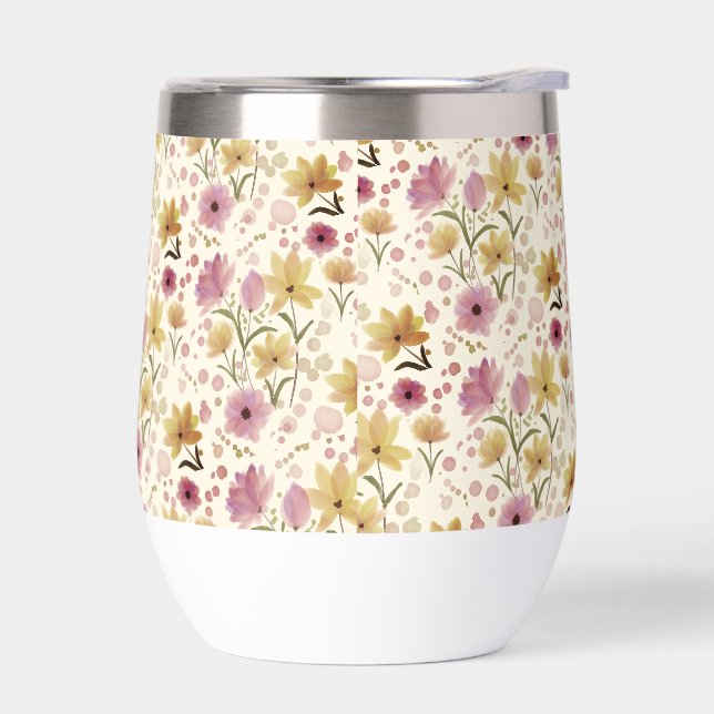 Boho Pink Wildblumen Wasserfarbe  (Links)