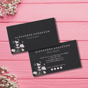 Boho Pink Wildblumen Wasserfarbe Visitenkarte