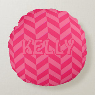 Boho Pink Zickzack Ikat Inspiriert Muster Red Acce Rundes Kissen