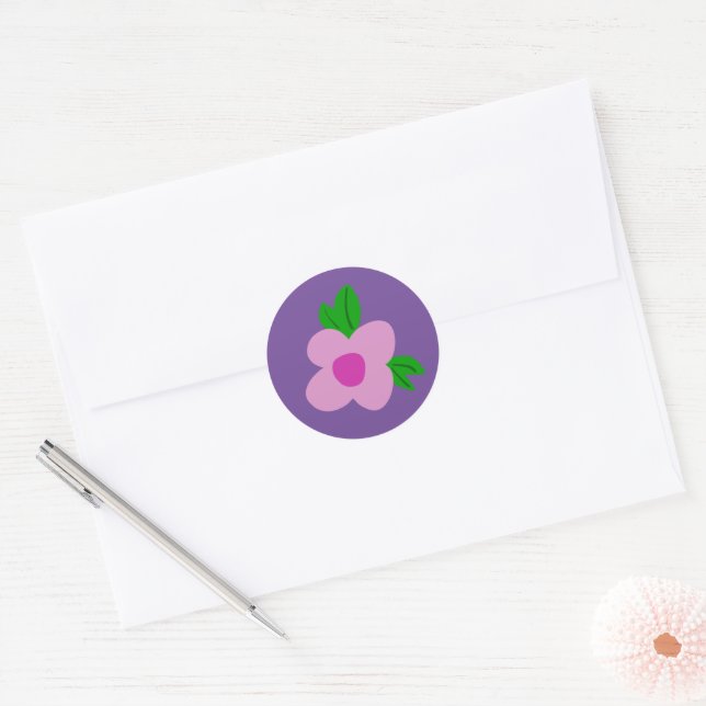 Boho Pinky Blume Round Party Sticker (Umschlag)