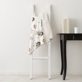 Boho Planeten, Sterne und Raumkatze Sherpadecke