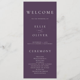 Boho Plum Lila Elegant Minimalistisch I Wedding Programm