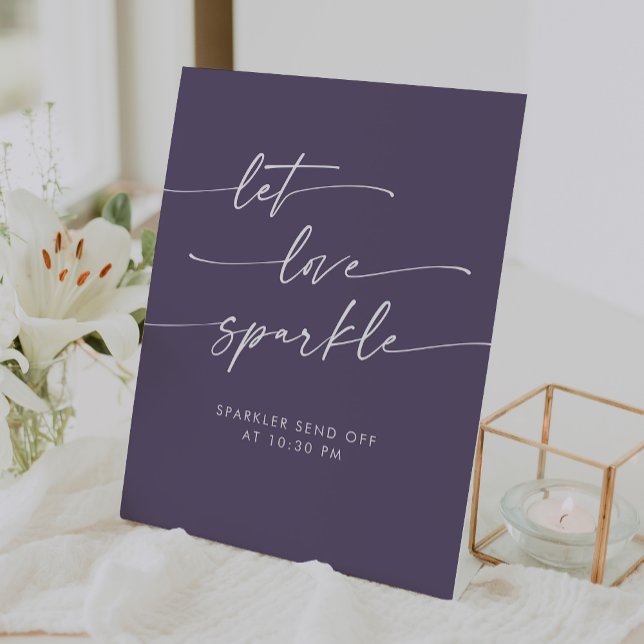 Boho Plum Lila Sparkler abschicken Hochzeit Sockelschild (Boho Plum Purple Sparkler Send Off Wedding Pedestal Sign)