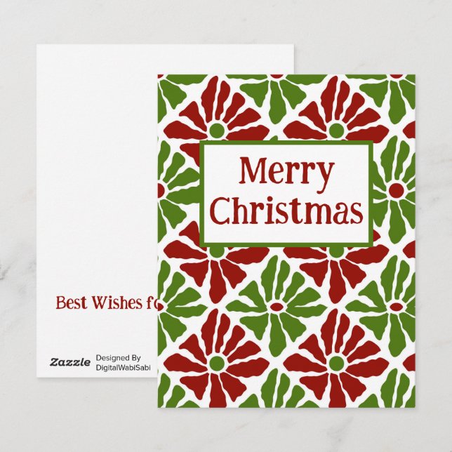 Boho Poinsettia Funky Pattern Frohe Weihnachten (Vorne/Hinten)