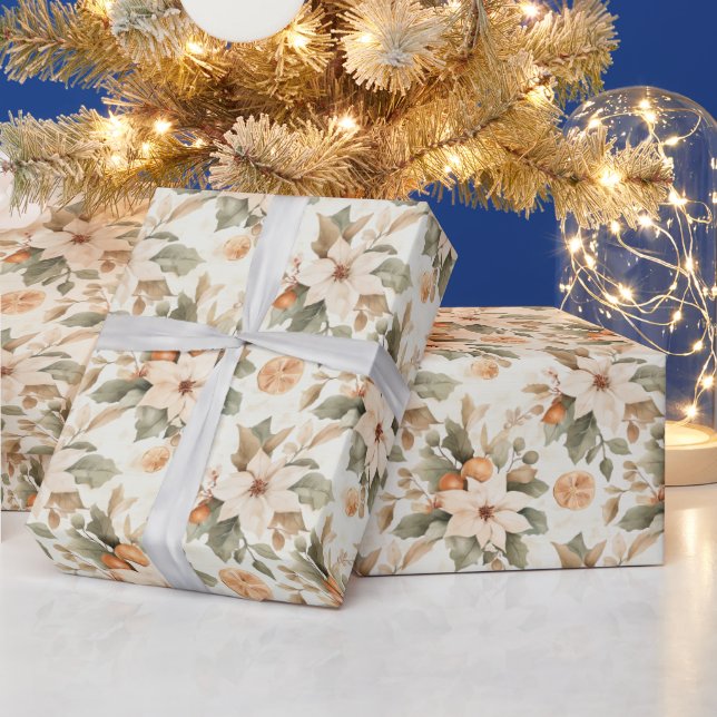 Boho Poinsettia Weihnachtswrapping Paper Geschenkpapier (Feiertage)