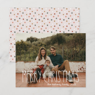 Boho Polka Dot Christmas Full Foto Holiday Card Feiertagskarte