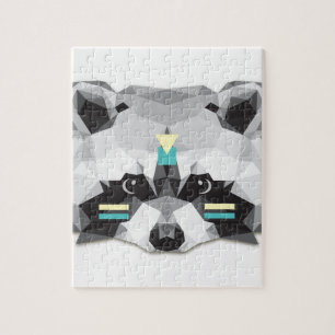 Boho poly raccoon puzzle
