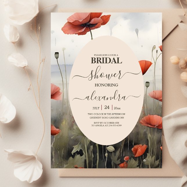 Boho Poppy Wildblume Botanical Bridal Einladung (Von Creator hochgeladen)