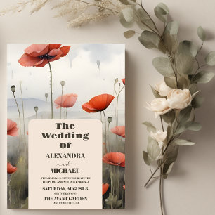 Boho Poppy Wildblume Botanische Hochzeit Einladung