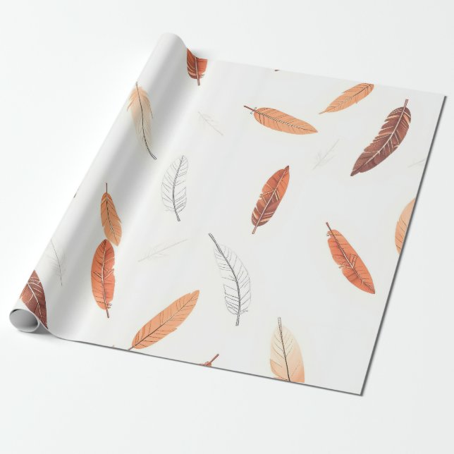 Boho Popular Feathers Luxury Collection Geschenkpapier (Ungerollt)