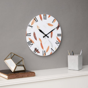 Boho Popular Feathers Luxury Collection Große Wanduhr