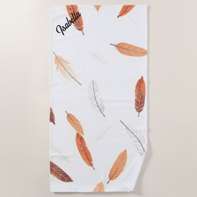Boho Popular Feathers Luxury Collection Strandtuch (Vorderseite)