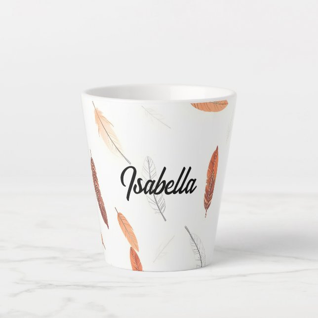 Boho Populäre Federn Luxus-Kollektion Milchtasse (Vorderseite)