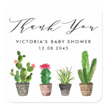 Boho Potted Cactus Baby Shower Vielen Dank