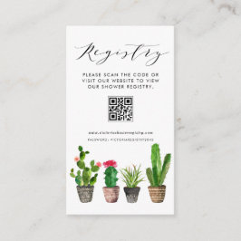 Boho Potted Cactus QR Code Baby Shower Registry Begleitkarte