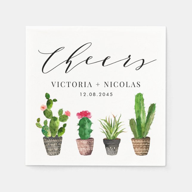 Boho Potted Cactus Wedding Vielen Dank Serviette (Vorderseite)