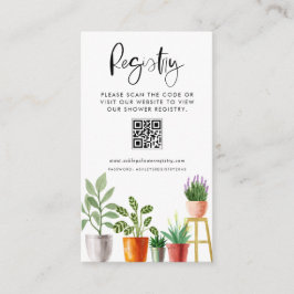 Boho Potted Houseplant QR Baby Showregister Begleitkarte