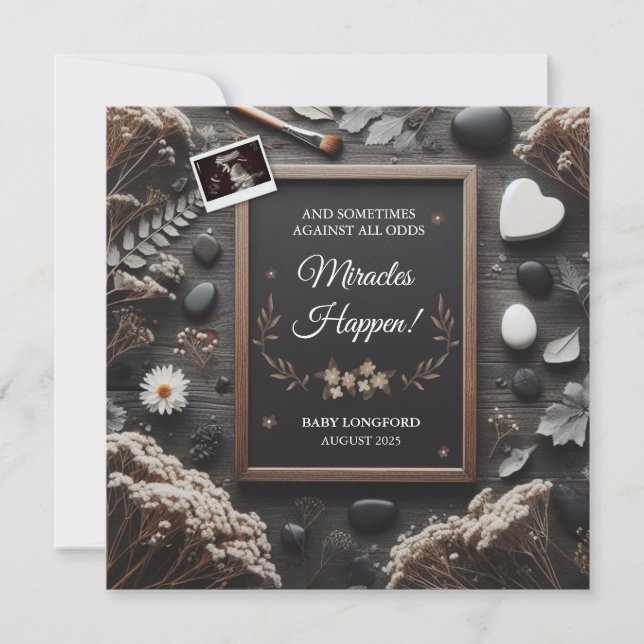 Boho Pregnancy Ankündigung | Wunder passieren (Vorderseite)