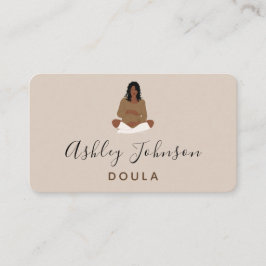 Boho Pregnant Lady Illustration Birthing Coach Visitenkarte