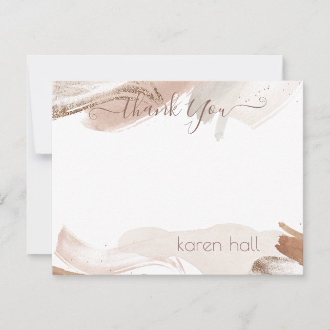 Boho Pretty Abstract Thank You Personalized Name Mitteilungskarte (Vorderseite)