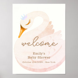 Boho Princess Swan Girl Baby Dusche Willkommen Poster