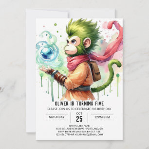 Boho Printable Monkey Birthday Einladung