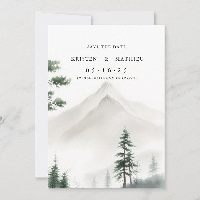 Boho Printable Mountain Save The Date (Vorderseite)