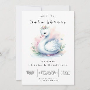 Boho Printable Swan Baby Shower Einladung