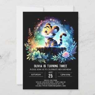 Boho Printable Tiger Birthday Einladung