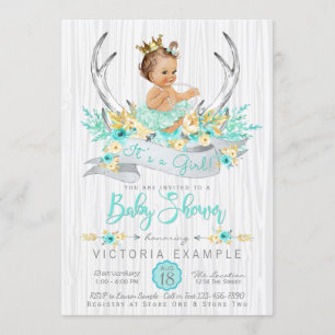 Boho-Prinzessin-Babyshower-Einladung mit Geweih Einladung