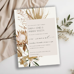 Boho Protea Dry Palm Floral Vow Renewal Einladung