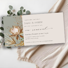 Boho Protea Dry Palm Floral Vow Renewal Einladung
