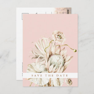 Boho Protea Pampas Grass Blush Save the Date Foto Postkarte
