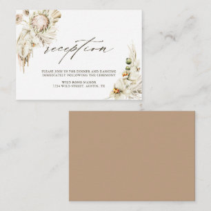 Boho Protea Pampas Grass Floral Hochzeitsempfang Begleitkarte