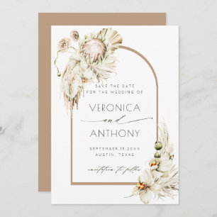 Boho Protea Pampas Grass Floral Wedding Foto Save The Date