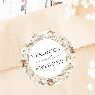 Boho Protea Pampas Grass Floral Wedding Runder Aufkleber