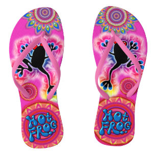 Boho Psychedelic Hot Frog Flip Flops cerebra