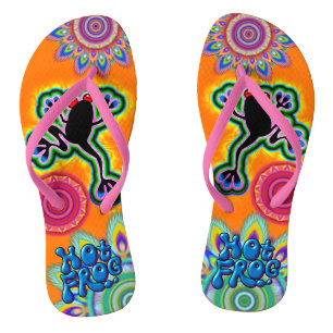 Boho psychedelischer heißer Frosch drehen Flip Flops