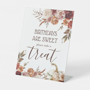 Boho Pumpkin Autumn Bloom Birthday Leckerei Sockelschild