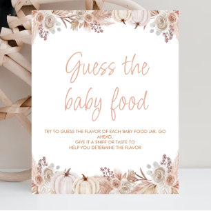 Boho Pumpkin Baby Dusche Ratet das Baby Food Sign Poster