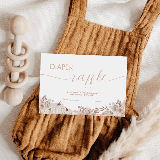 Boho Pumpkin Baby Showdusche Windelwulstentickets Begleitkarte (Von Creator hochgeladen)