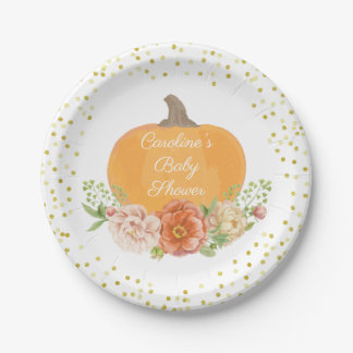 Boho Pumpkin Fall Baby Dusche Wasserfarbe Blütenfa Pappteller