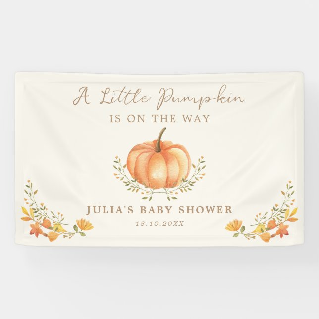Boho Pumpkin Fall Foliage Baby Dusche Banner (Horizontal)