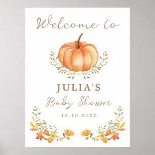 Boho Pumpkin Fall Foliage Baby Dusche Begrüßungsze Poster