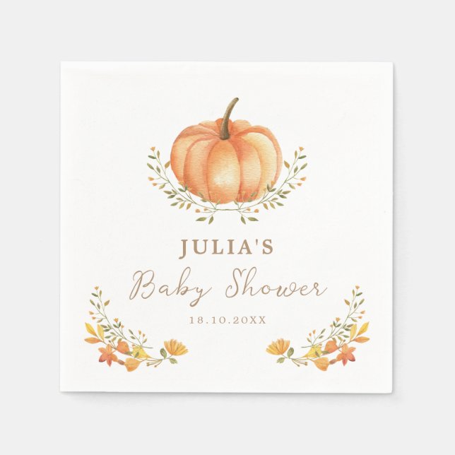 Boho Pumpkin Fall Foliage Baby Dusche Serviette (Vorderseite)