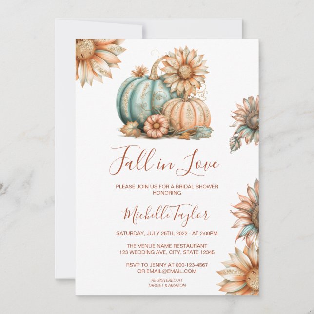 Boho Pumpkin Fall in Liebe Brautparty Einladung (Vorderseite)