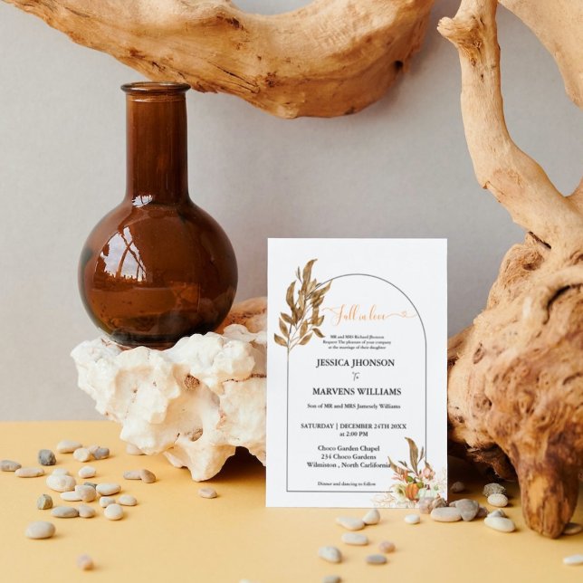 Boho Pumpkin Fall in Liebe Herbsthochzeit Einladung (Von Creator hochgeladen)