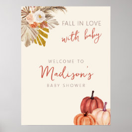 Boho Pumpkin fällt in Liebe mit Baby Welcome Sign Poster